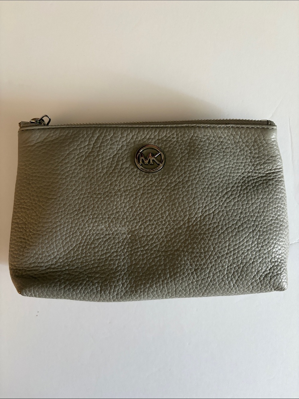 Michael Kors grey Pebbled Leather Wristlet Clutch